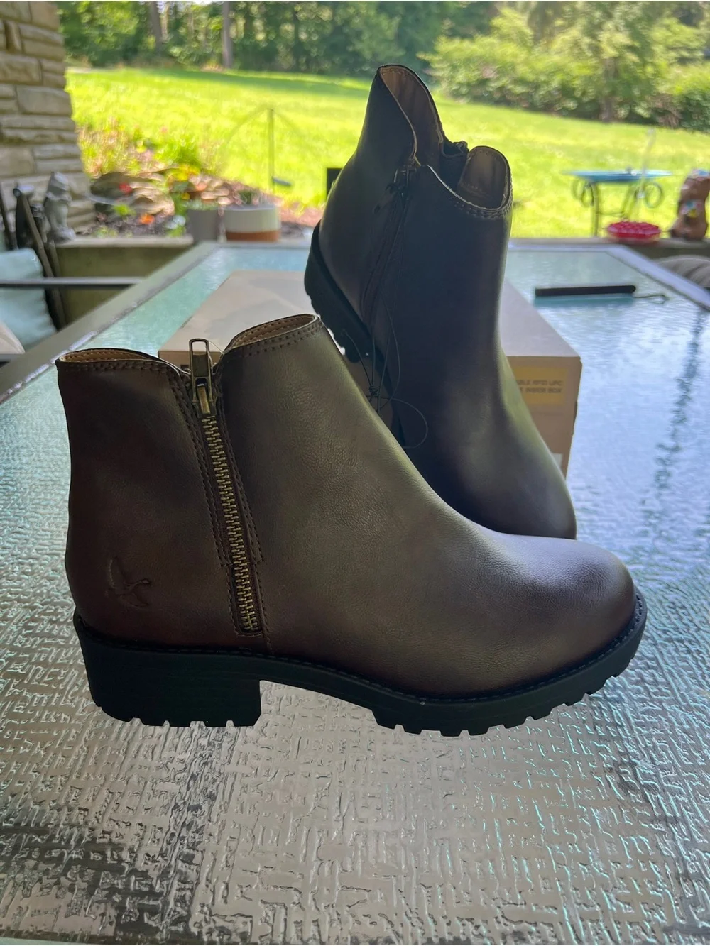 Eddie Bauer Size 8.5M Clea Double Side Zip Casual Womens Ankle Boots Dark Brown
